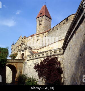 Geografia / viaggi, in Germania, in Baviera, Coburg, Veste Coburg castello, fortificazione, "Roter Turm" (Torre Rossa), vista esterna, Foto Stock