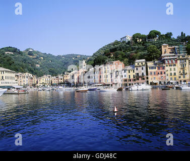 Geografia / viaggi, Italia, Liguria, Portofino, vista sulla marina, Foto Stock