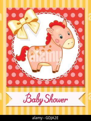Baby horse cartoon sorriso isolato vettore semplice Illustrazione Vettoriale