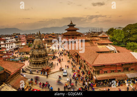 Sunset over Patan Durbar Square in Nepal