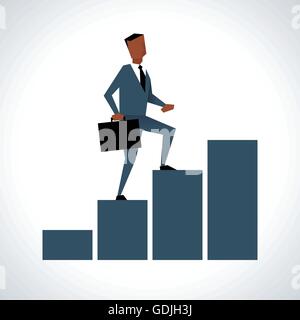 Illustrazione di imprenditore a camminare su grafico a barre Illustrazione Vettoriale