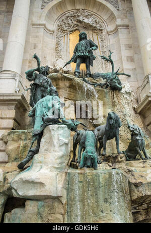 Il neo-barocco fontana di Mattia, Castello di Buda, Budapest, Ungheria Foto Stock