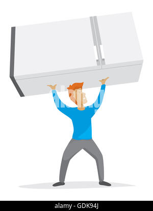 Cartoon illustrazione di un uomo forte in appoggio su una dieta resistente Foto Stock