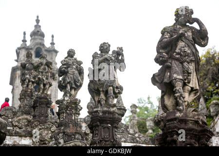 Statue trattare con i sensi, Bom Jesus do Monte, Santuario di Braga, Braga, Distretto di Braga, Portogallo, Europa, viaggi Foto Stock