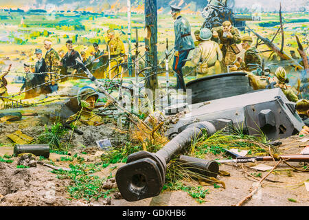 Diorama sconfitta delle forze fasciste nel territorio della Bielorussia al presso la bielorussa Museo della Grande Guerra Patriottica. Minsk, Foto Stock