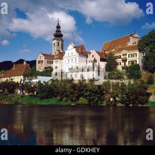 Geografia / viaggi, Austria, la Stiria, Frohnleiten, vista Città / Viste della città, vista verso il comune sul fiume Mur, Foto Stock