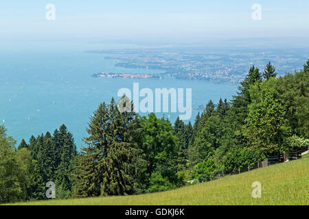 Vista dal Monte Pfaender, Bregenz, il lago di Costanza, Vorarlberg, Austria Foto Stock