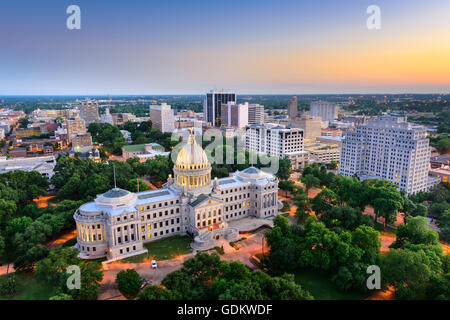 Jackson, Mississippi, Stati Uniti d'America città al crepuscolo. Foto Stock