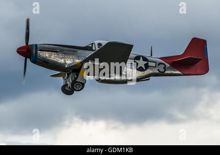 Il Nord America P-51D Mustang 'Tall in the Saddle' è di proprietà Di Peter Teichman di Hangar 11 ed è pensato un Aereo originale 'Red Tail' Tuskegee Airmen Foto Stock