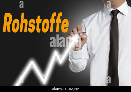 Rohstoffe (in tedesco di materie prime) commerciante aspira il prezzo di mercato sul touchscreen. Foto Stock