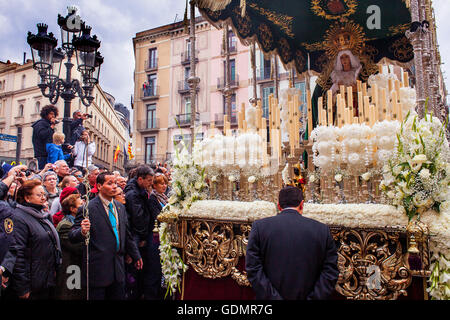 Processione di sorellanza JesÃƒÂºs del Gran Poder y Virgen de la Macarena,(Statua di solito in San Agustin chiesa),Venerdì Santo Foto Stock