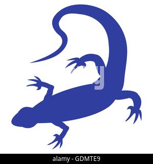 Icona stilizzata di una lucertola colorata su sfondo bianco Illustrazione Vettoriale