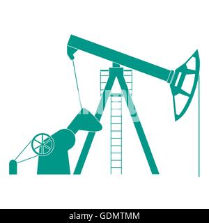 Icona stilizzata delle apparecchiature per la produzione di petrolio su sfondo bianco Illustrazione Vettoriale