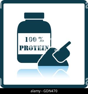 Icona della proteina conteiner. Ombra di design di riflessione. Illustrazione Vettoriale. Illustrazione Vettoriale