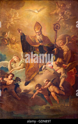 CREMONA, Italia - 25 Maggio 2016: il dipinto di San Benedetto in gloria nella nella Cattedrale di Giovanni Angelo Borroni Foto Stock