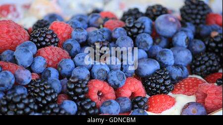 Pavlova ,torta, torta di fragole , mirtilli, more Foto Stock