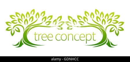 Icona di albero concetto di stilizzata di alberi con foglie, si presta ad essere utilizzato testo circostante Foto Stock