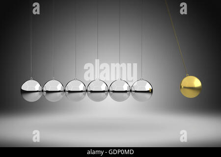 3D rendering del concetto di leadership illustrato da Newton culla. Foto Stock