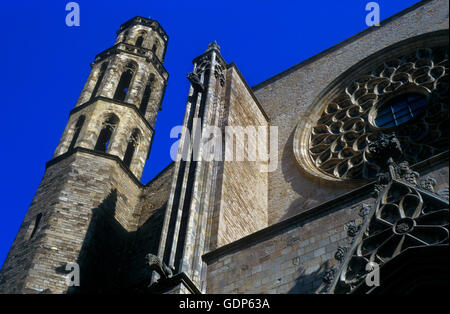 Chiesa di Santa Maria del Mar, stile gotico (XIV sec.) da Berenguer de Montagut e Ramon Despuig, a Barcellona,Spagna Foto Stock