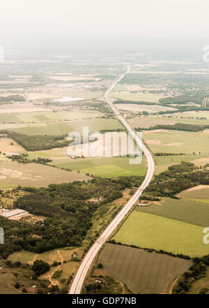 Vista dall'aereo del percorso da Berlino a Copenhagen Foto Stock