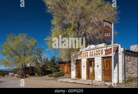 Casa minerale Saloon, costruito nel 1864 in iun, Shoshone montagne, Nevada, STATI UNITI D'AMERICA Foto Stock