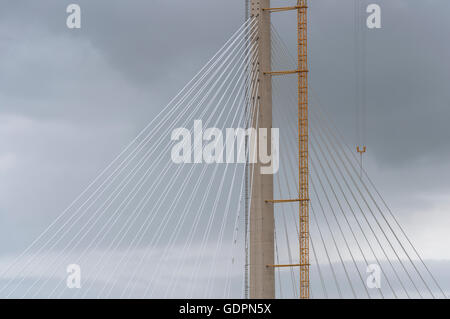 Dettaglio astratto di Queensferry attraversando il fiume Forth in costruzione, Scozia, Regno Unito, Foto Stock