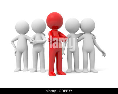 3d persone nel gruppo, team e il leader Foto Stock