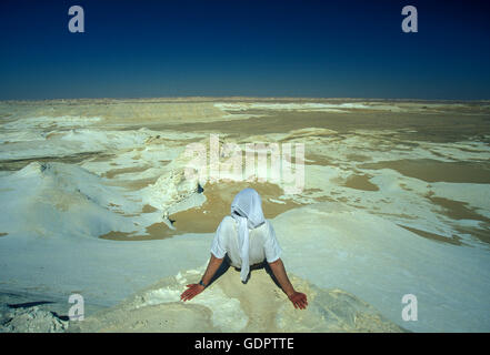 Deserto Bianco nel Deserto del Sahara in Egitto in Nord Africa. Foto Stock