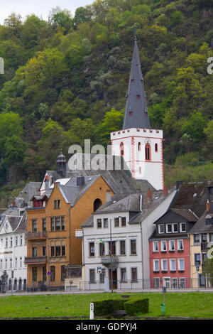 Il pittoresco villaggio di St. Goar sul fiume Reno, Germania. Foto Stock