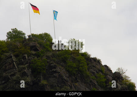 Legndary Lorelei Rock, la Gola del Reno, Germania. Foto Stock