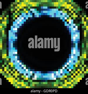 Blu Verde cerchi luminosi sullo sfondo. Vettore round al neon di forma circolare design incandescente Illustrazione Vettoriale