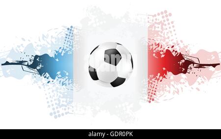 Il Campionato europeo di calcio in Francia, grunge splash sfondo. Vector Euro sport design, Francia bandiera colori Illustrazione Vettoriale