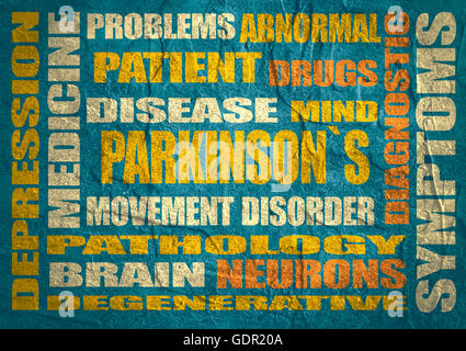 La sindrome di parkinsons relativo elenco parole Foto Stock