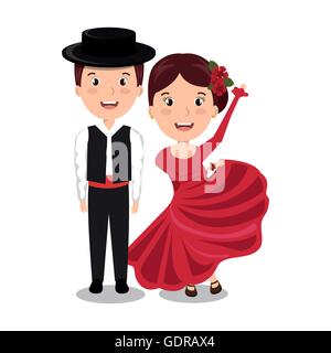 Ballerini di flamenco isolato design icona Illustrazione Vettoriale