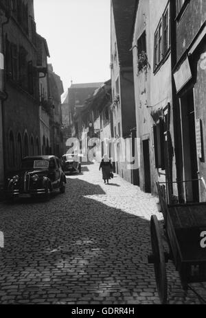 Street a Würzburg, 1950s Foto Stock