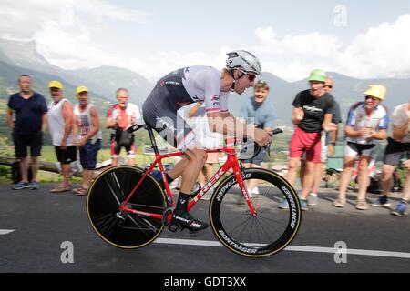 21.07.2016. Sallanches a Megeve, Francia. Tour de France, fase 18, prova a tempo. MOLLEMA Bauke (NED) di TREK - SEGAFREDO durante la fase 18 del 2016 Tour de France a 17 km di prova a cronometro individuale tra Sallanches e Megeve, il 21 luglio 2016 in Megeve, Francia Foto Stock