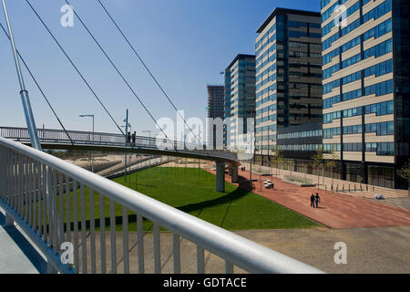 Ponte nel Forum Area, Barcellona, Catalogna, Spagna Foto Stock