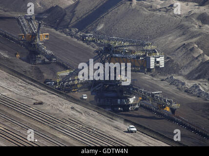 La lignite Estrazione allo Welzow-Sued miniera a cielo aperto Foto Stock