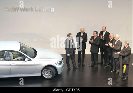 Cerimonia di apertura della BMW Leipzig impianto Foto Stock