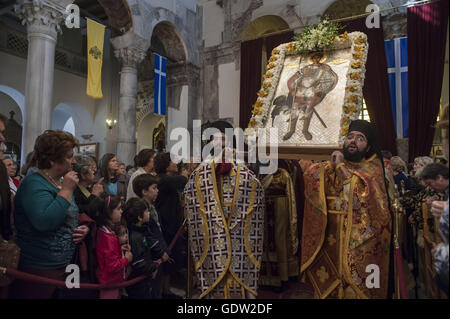 Interno della chiesa di San Demetrio (Hagios Demetrios) Foto Stock