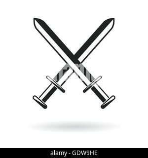 Le spade incrociate protezione braccio simbolo di sicurezza abstract illustrazione vettoriale Illustrazione Vettoriale