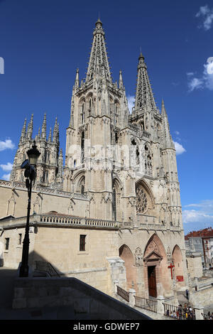 Spagna. A Burgos. Cattedrale di Saint Mary. In stile gotico. Facciata di Santa Maria. Foto Stock