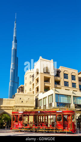 Carrello di Dubai, un doppio ponte di eredità di tipo open-top tram Foto Stock