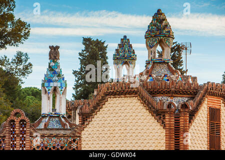 Dettaglio di Pavellons de la Finca Güell, di Antonio Gaudi. Barcellona. La Catalogna. Spagna Foto Stock