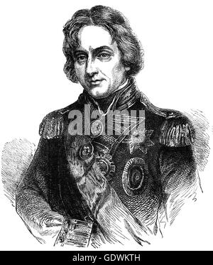 Horatio Nelson , primo Visconte Nelson, (1758 - 1805) è stato osservato per la sua ispirazione leadership, superba afferrare di strategia e tattica non convenzionale, tutti di che ha portato in un certo numero di decisivo vittorie navali, in particolare durante le guerre napoleoniche. Egli è stato ucciso durante la sua ultima vittoria nella battaglia di Trafalgar nel 1805. Foto Stock