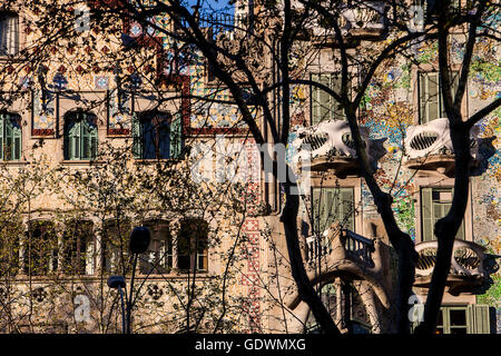 Casa Amatller (Puig i Cadafalch) e Casa Batlló di Gaudí (GAUDÍ) entrambi in stile art nouveau e al Passeig de Gràcia. Barcellona. Spagna Foto Stock