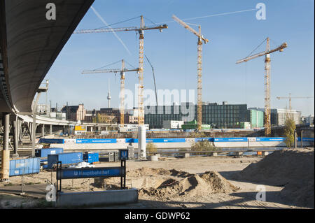 Sito in costruzione dell'edificio per uffici HumboldtHafenEins Foto Stock