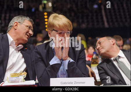 Bernd Riexinger, Gabi Zimmer e Gregor Gysi a Berlino, Germania, 2014 Foto Stock