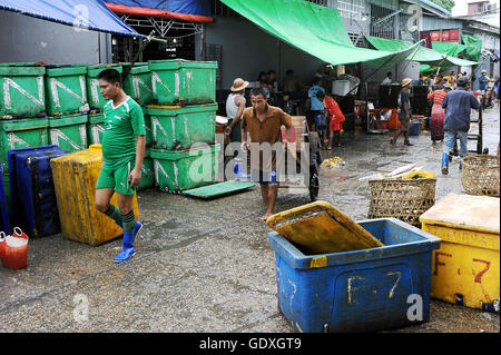 San al contrario Pya il mercato del pesce di Yangon Foto Stock