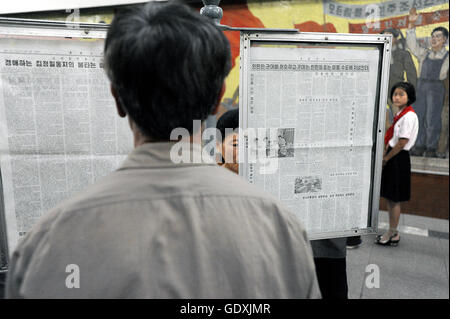 La stazione della metropolitana di Pyongyang Foto Stock